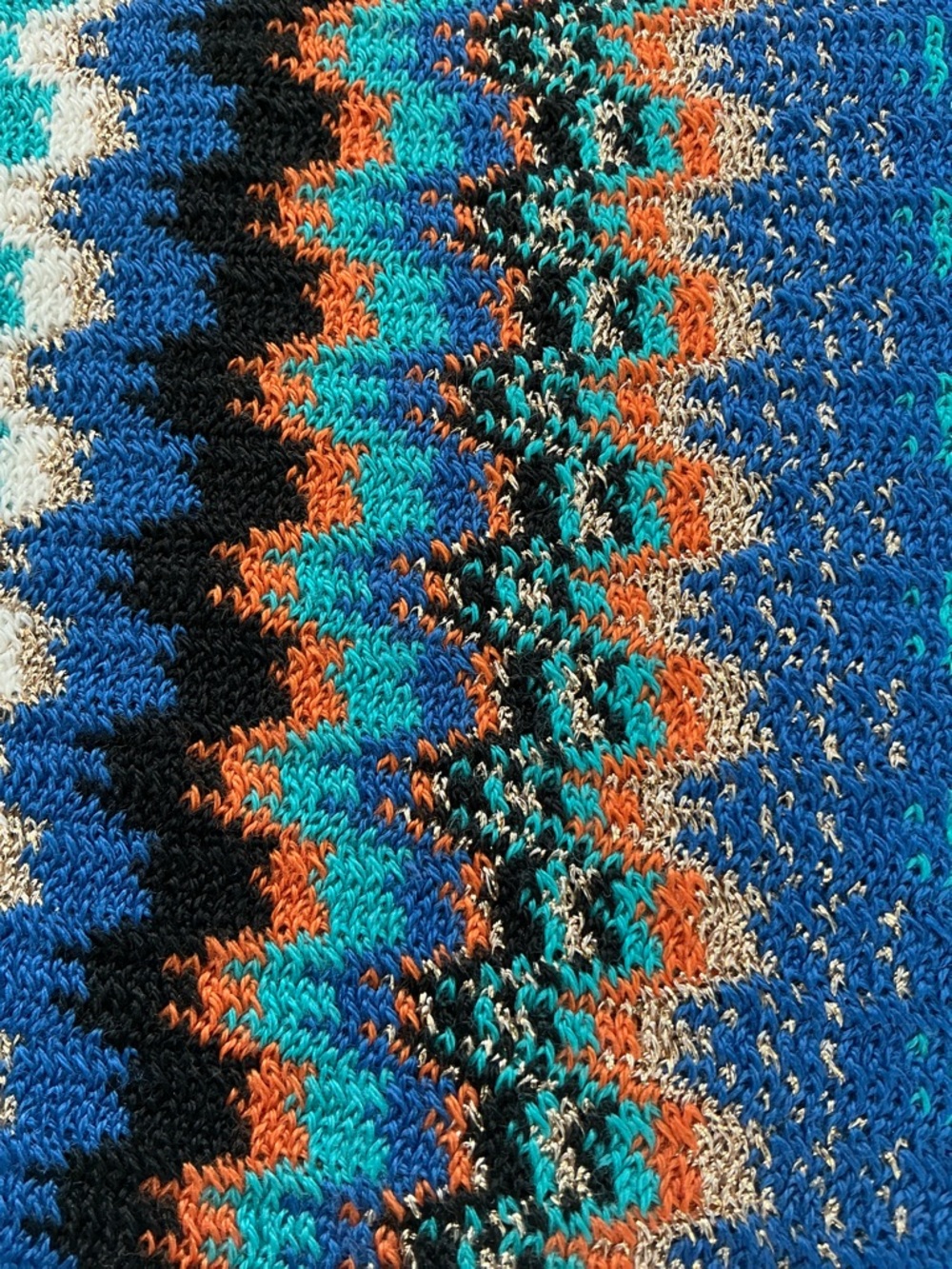 Missoni Multicolor Chevron Knit Scarf with Metallic Thread - Picture 5 of 5